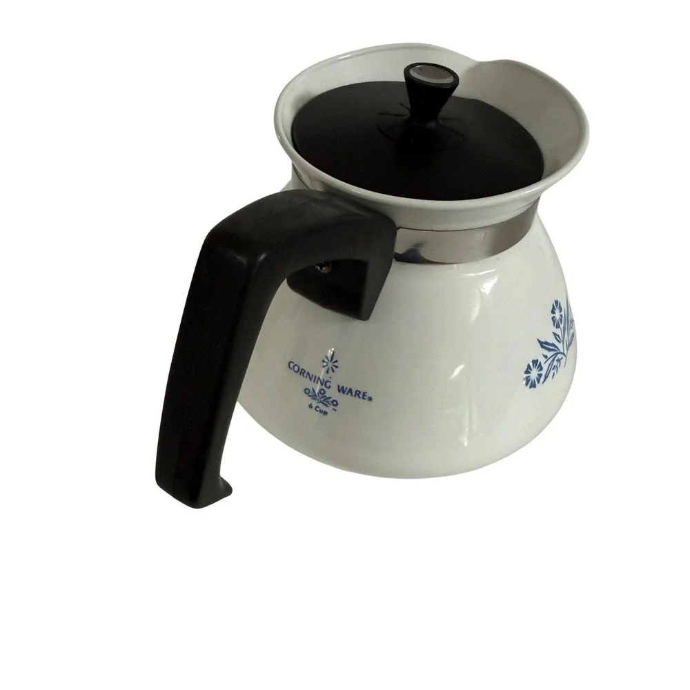Vintage Corning Ware Blue Cornflower 6 Cup Tea Pot Kettle w/ Lid P-104 MCM 1960s